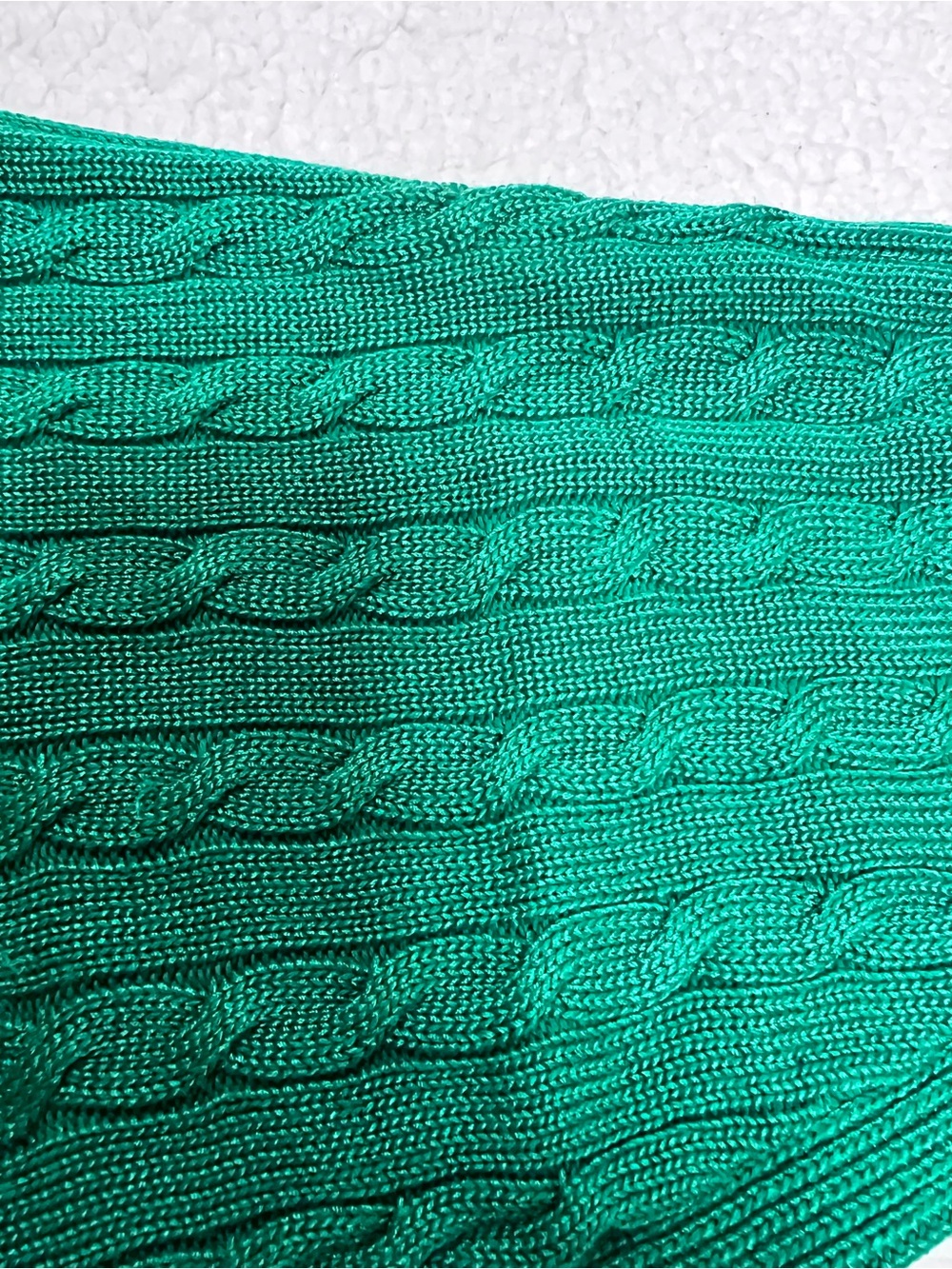 Lauren by Ralph Lauren Green Cable-Knit Boatneck Dolman Sleeve Sweater XL - Picture 7 of 9